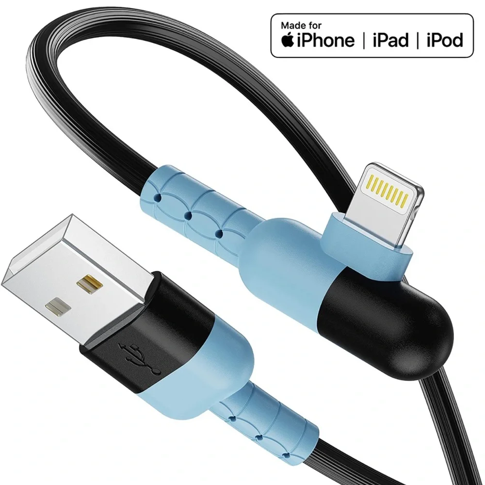 NEW! 4 Pack/Colors iPhone Charger Lightning Cables Apple MFi Certified 90 Degree